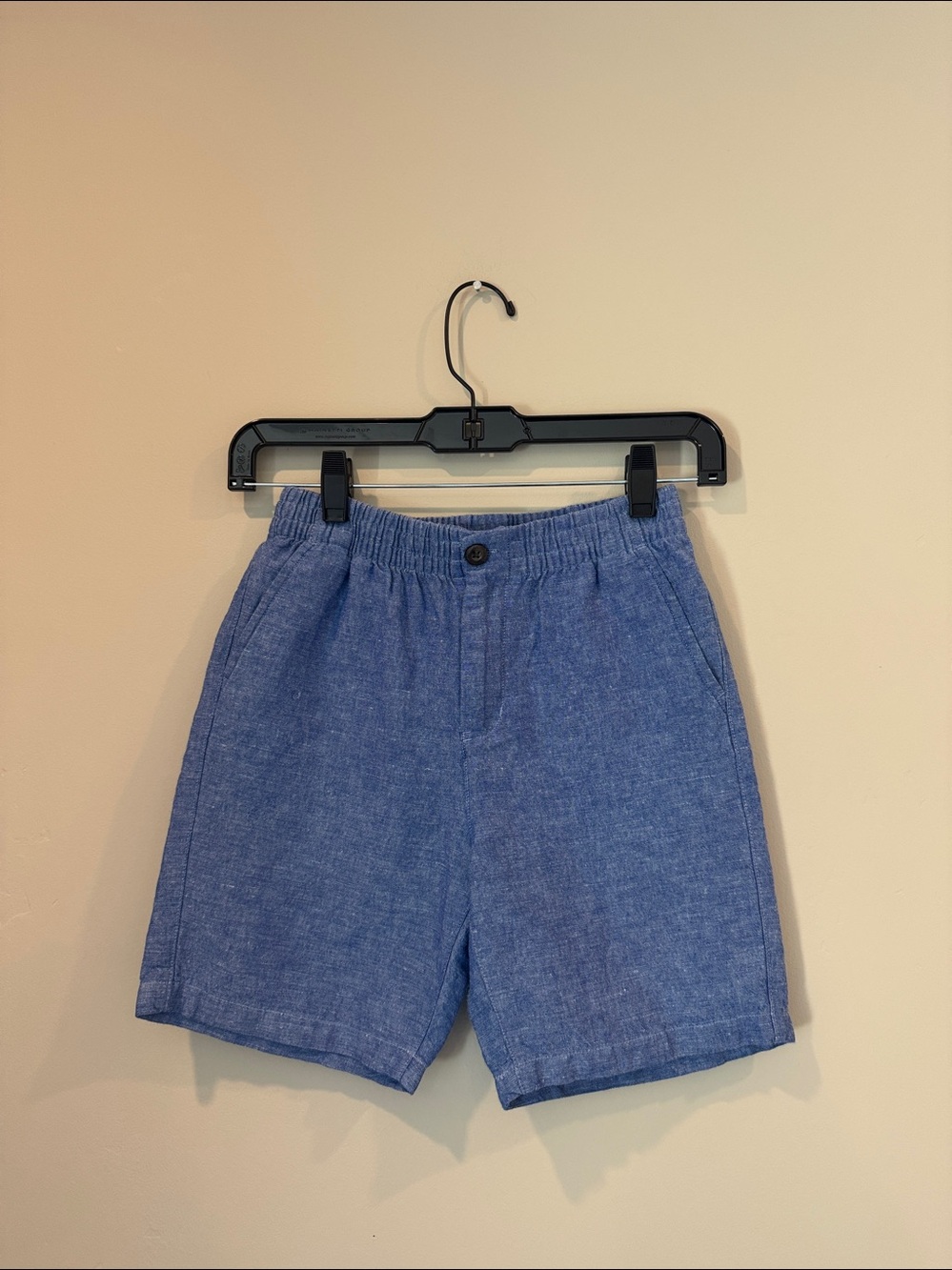 Janie and Jack Chambray Blue Linen Elastic-Waist Shorts